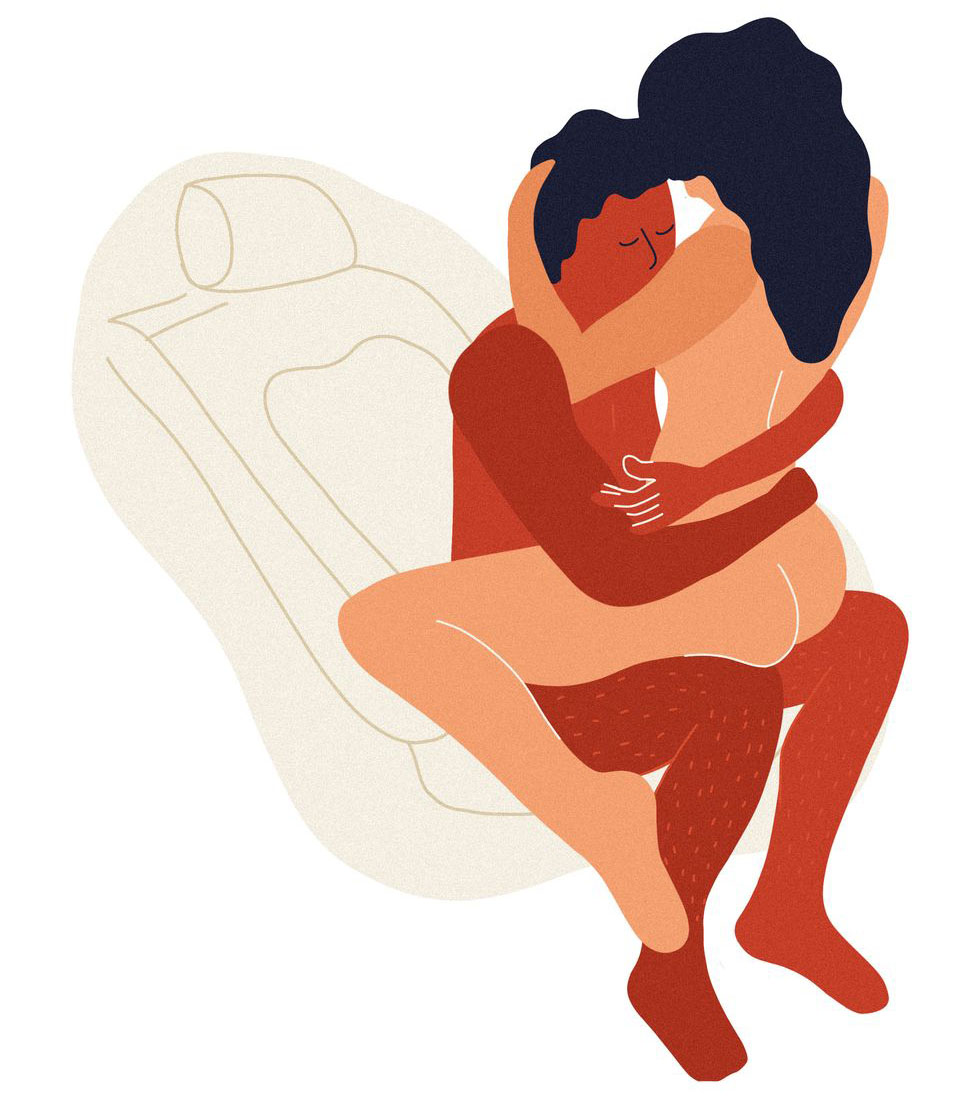 Spider car sex position illustration for adult couples