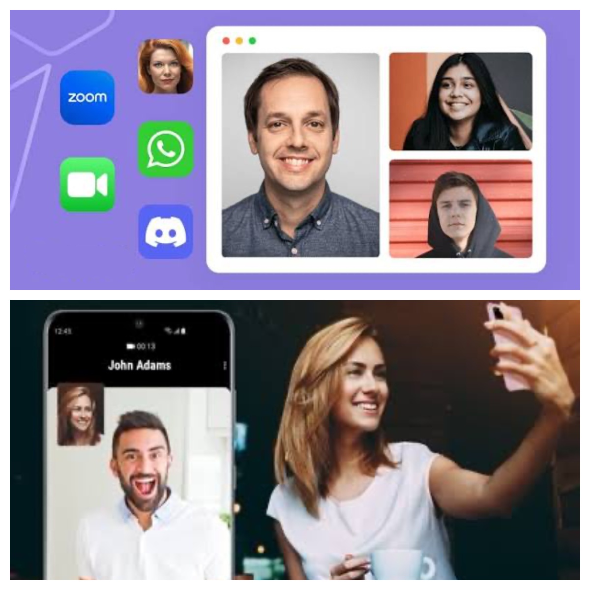 Video chat apps and live call screens for friends and family