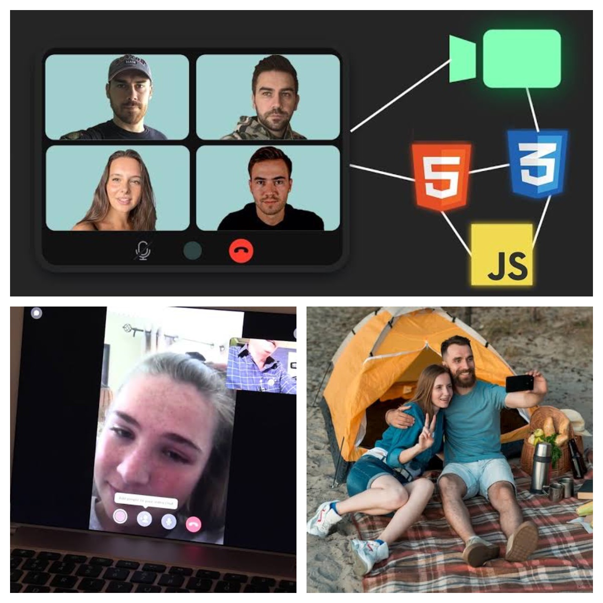 Video chat meeting interface with web technology and group calling