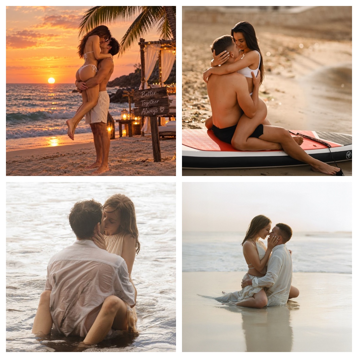 Beach couples showing social discovery and one-on-one video chat chemistry